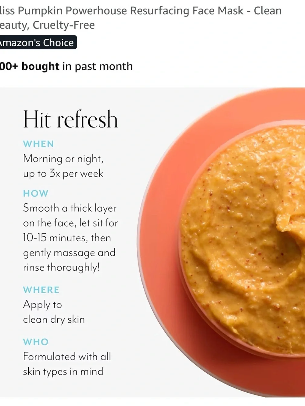 bliss Pumpkin Powerhouse Resurfacing & Exfoliating Mask — Orange